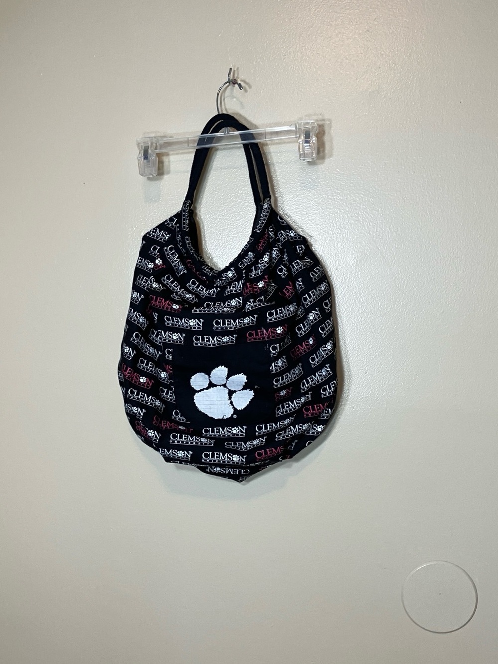 CLEMSON Black Paw-Print Shoulder Bag